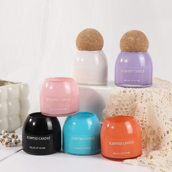 Wood Ball Glass Jar Candle