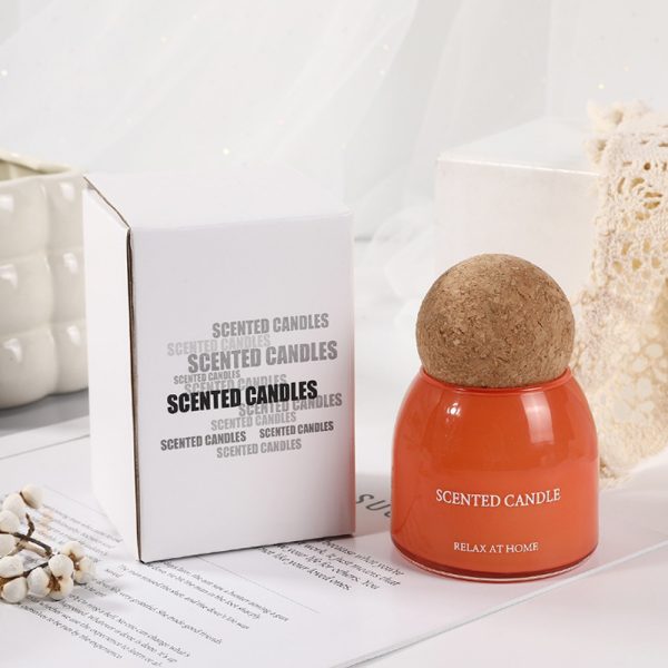 Wood Ball Glass Jar Candle