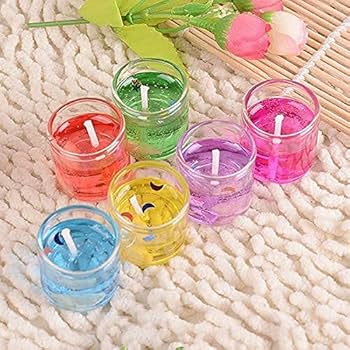 Cute Romantic Glass Jelly Decor Gel Wax Party Tealight Candles-6pcs