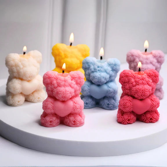 Rose Bear Candle