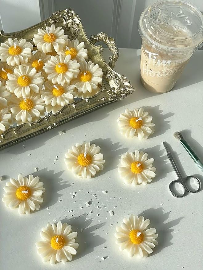 Daisy Flower Scented Candle Set of 4 – Handcrafted Floral Soy Wax Candles