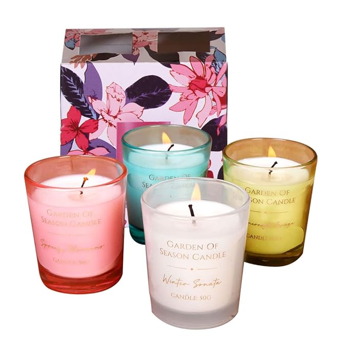 Candle Fruity Wonderland Scented Wax Candle Combo Set Candles for Home Decoration Aroma,50G 4 Pack