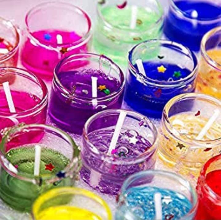 Cute Romantic Glass Jelly Decor Gel Wax Party Tealight Candles-6pcs
