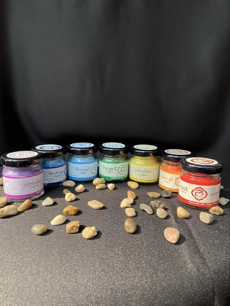 Set of 7 Reiki-Infused, Aromatherapeutic Chakra Candles
