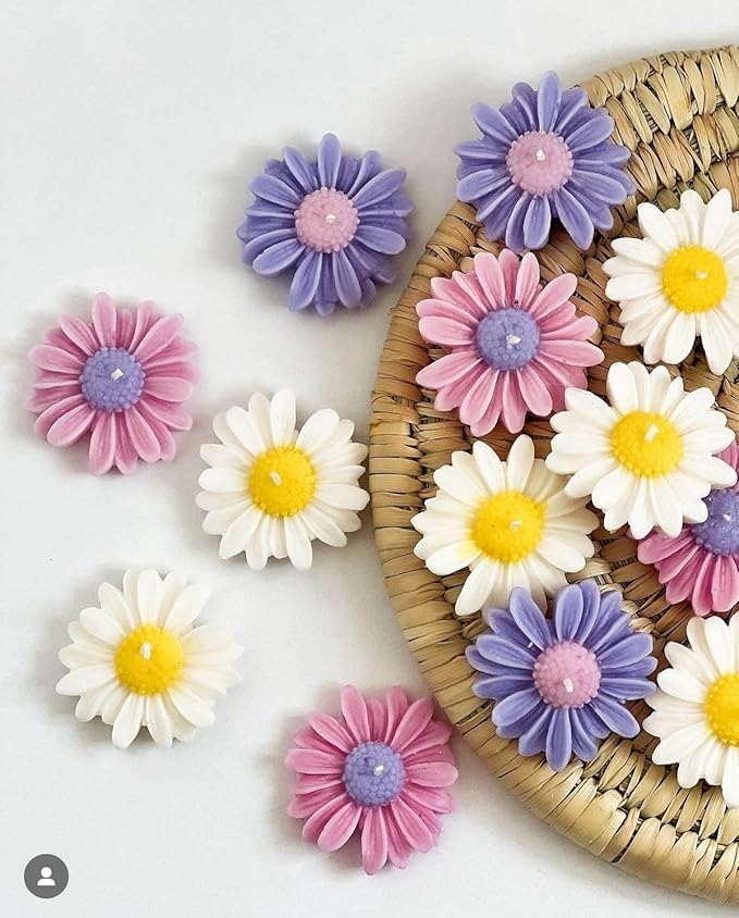 Daisy Flower Scented Candle Set of 4 – Handcrafted Floral Soy Wax Candles