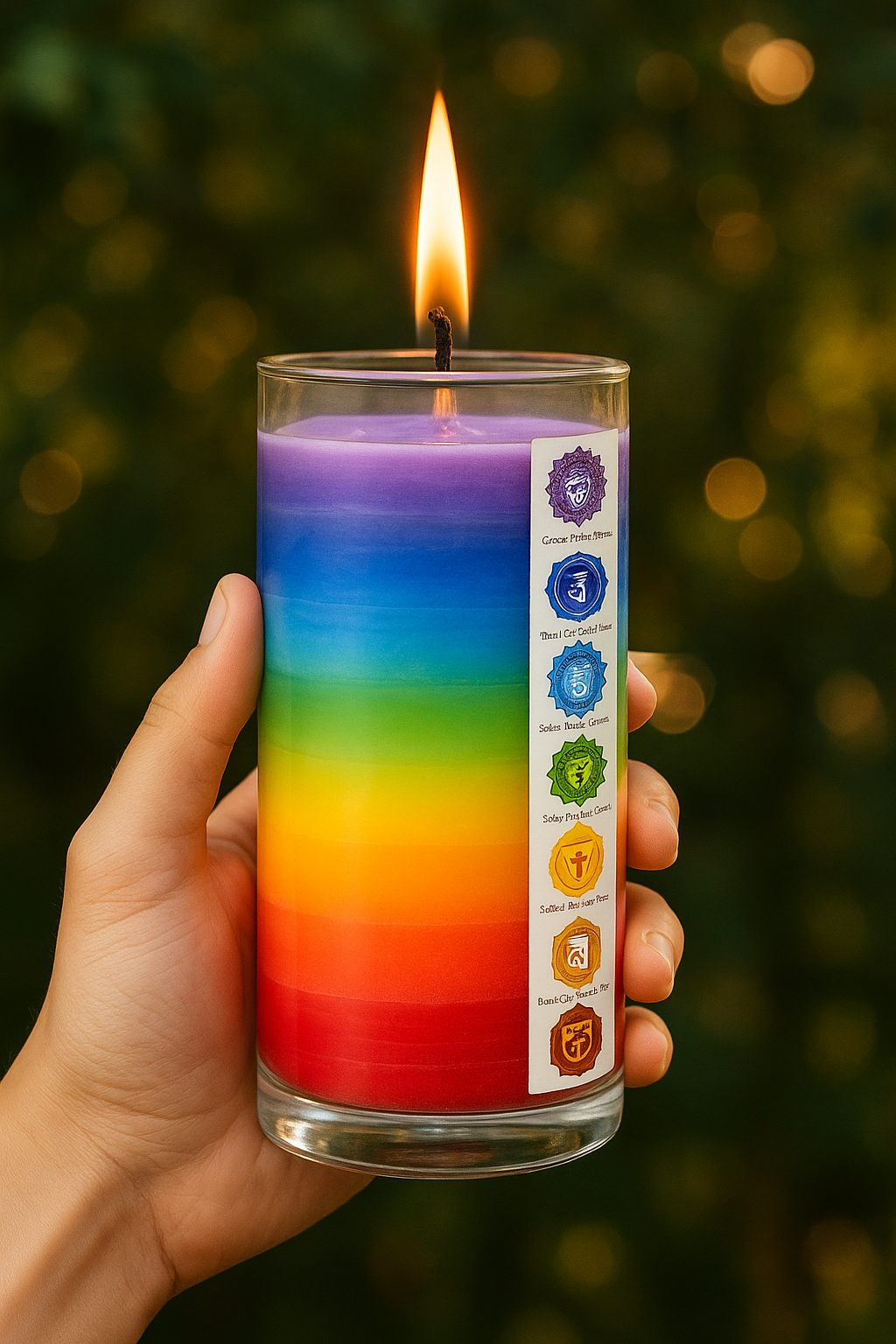7 Chakra Candle - Layered Wax Candle in Glass Jar