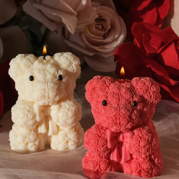 Rose Bear Candle