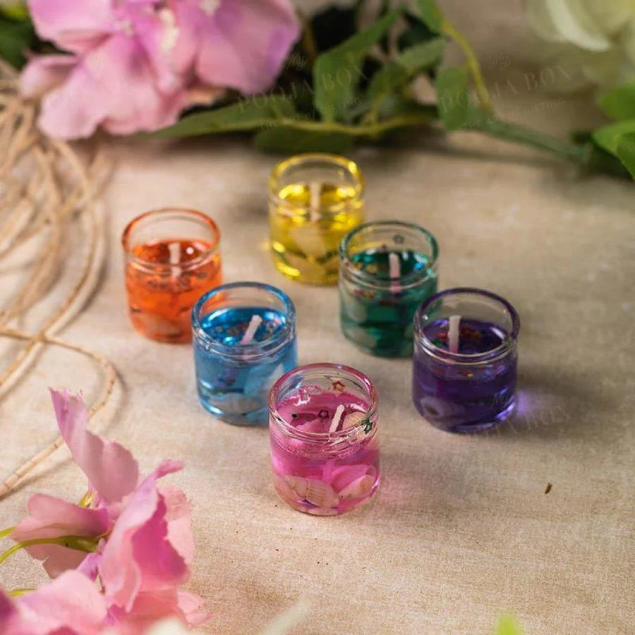 Cute Romantic Glass Jelly Decor Gel Wax Party Tealight Candles-6pcs